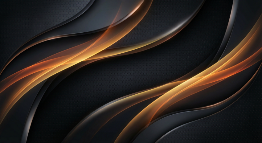 Elegant Abstract Dark Wave Background with Golden Light Flow PNG IMAGE FREE DOWNLOAD