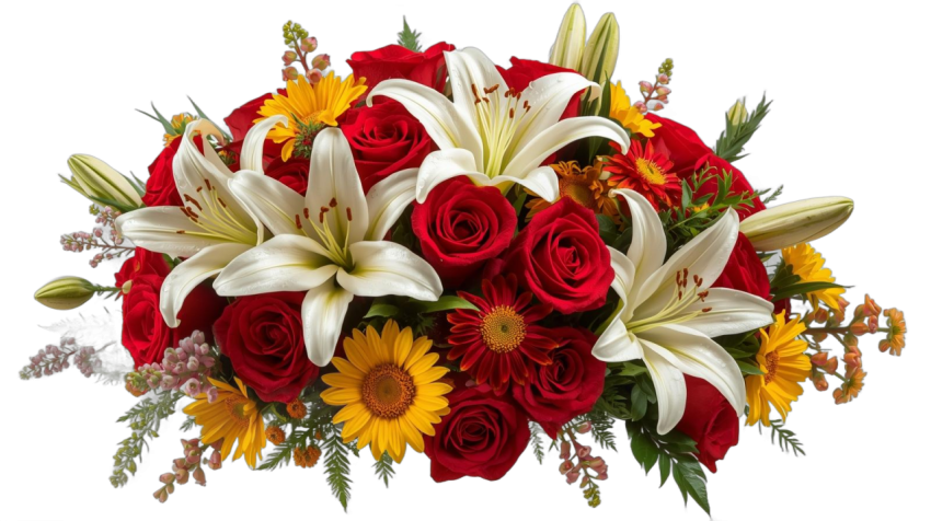 Ultra high quality, ultra realistic flower bouquet with roses Free PNG Download - VistaPNG