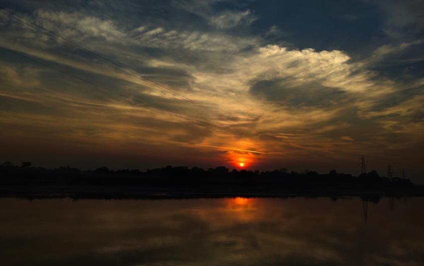 Sunset River Background HD Wallpaper Free Download