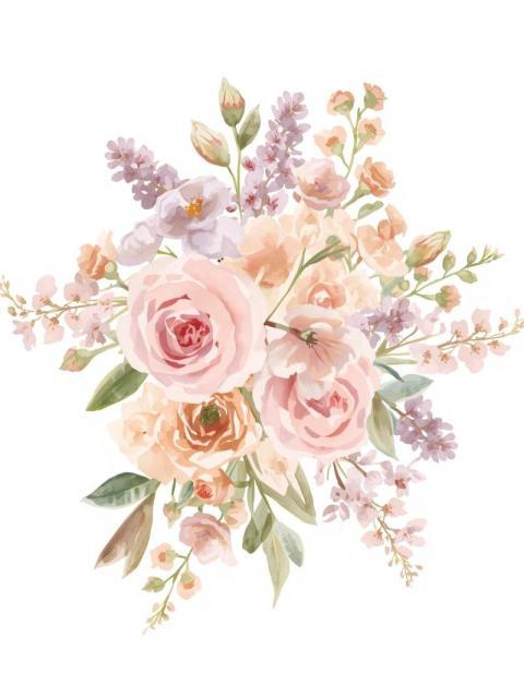 Realistic Watercolor Floral BouquetPNG Free Download