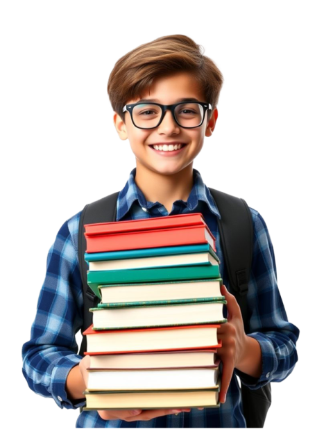 Smart Young Studoent Holding Books PNG – Free Transparent PNG Background Downlad