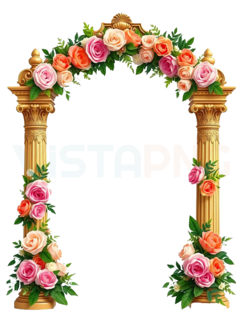 Floral Wedding Arch PNG Gate Design Free Download – Rose Flower Gate Transparent Design