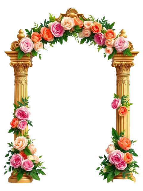 Floral Wedding Arch PNG Gate Design Free Download – Rose Flower Gate Transparent Design