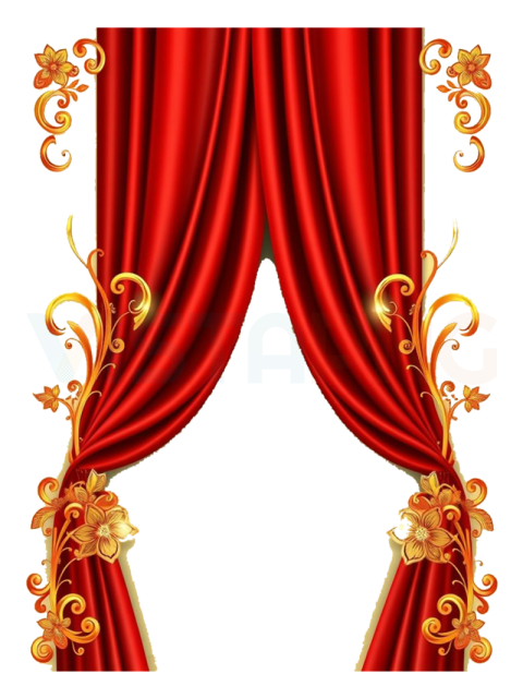 Decorative Curtain Luxurious Set of Deep Red Curtains PNG Free Download