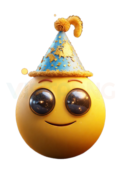 Birthday Hat Emoji PNG | Cute Party Smiley Face with Transparent Background Free Download
