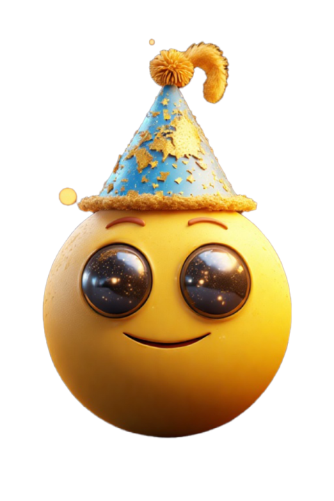 Birthday Hat Emoji PNG | Cute Party Smiley Face with Transparent Background Free Download