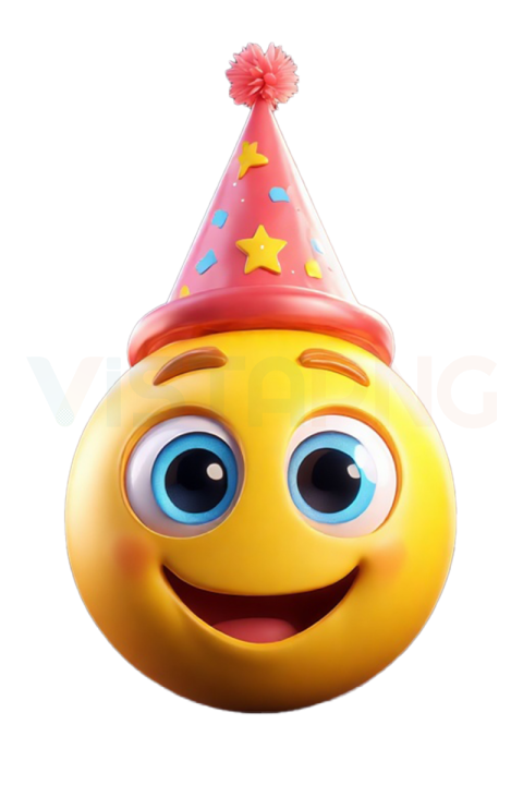 Happy Birthday Hat Smile Emoji PNG | Cute Party Smiley Face with Transparent Background Free Download