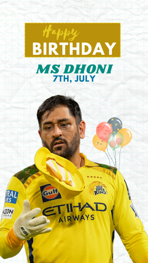 MS Dhoni Happy Birthday Instagram Story Post PNG Free Download Mahi Birthday