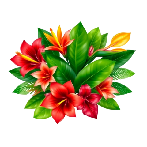 A Single Tropical Floral Illustration Bouquet Flower Free PNG Download