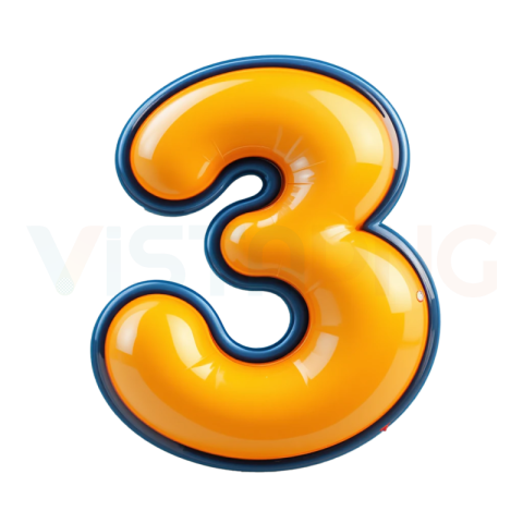 3 Number Text Effect PNG – Stylish Orange Balloon Font Transparent Image
