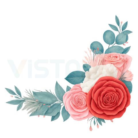 Free Corner Floral PNG – Red and Pink Roses with Transparent Background