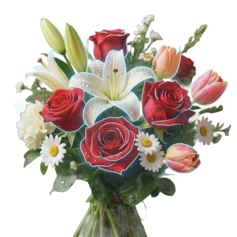 Beautiful Rose Lily Tulip Flower Bouquet PNG Free Transparent Download – VistaPNG