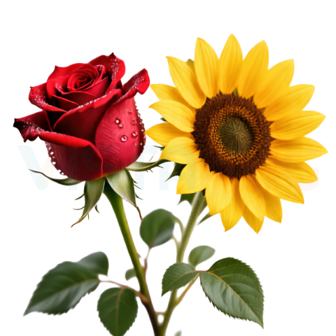 Rose & Sunflower PNG Free Download | Transparent HD Image