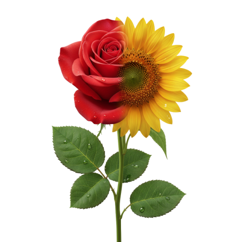 Half Rose Half Sunflower Free PNG Transparent Image Download | VistaPNG