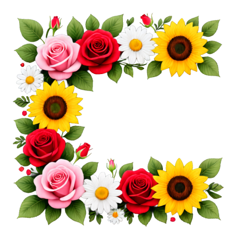 Square Corner Flower Frame Free PNG Transparent Image Download | VistaPNG