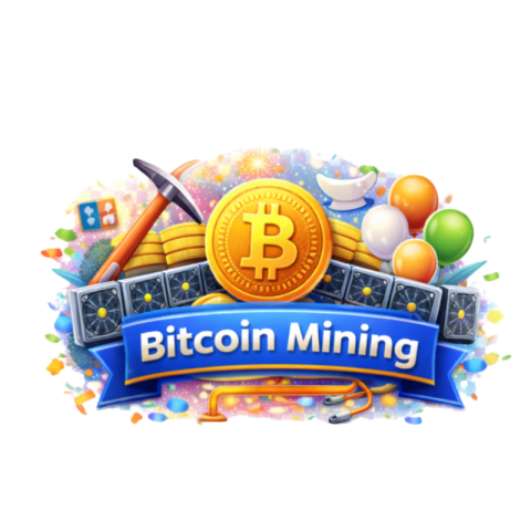 Bitcoin Mining Concept Illustration with Coins and Hardware Free PNG Image Download | VistaPNG