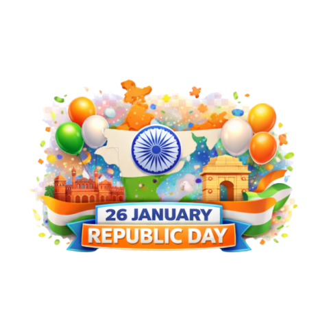 Happy Republic Day Classic Banner with Indian Monuments Free PNG Image Download | VistaPNG