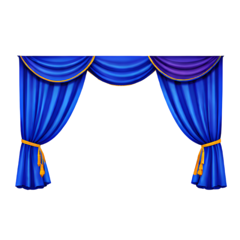 Royal Blue Stage Curtain with Golden Border Transparent Free PNG Image Download | VistaPNG