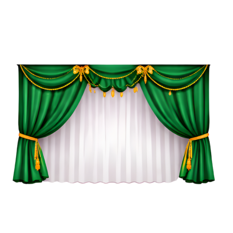 Green Luxury Stage Curtain with Decorative Border Transparent Free PNG Image Download | VistaPNG