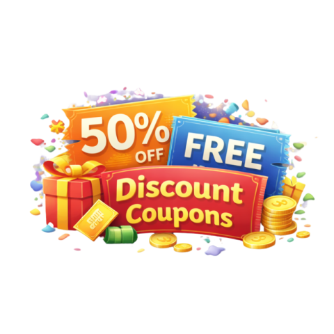 50 Percent Off Discount Coupons Sale Offer Free PNG Image Download | VistaPNG