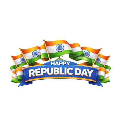Happy Republic Day Banner with Indian Flags and Ribbon Free PNG Image Download | VistaPNG