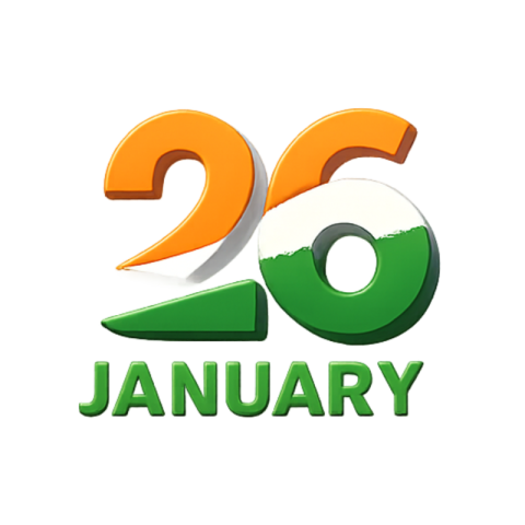 26 January 3D Number Typography in Tricolor Theme Free PNG Image Download | VistaPNG