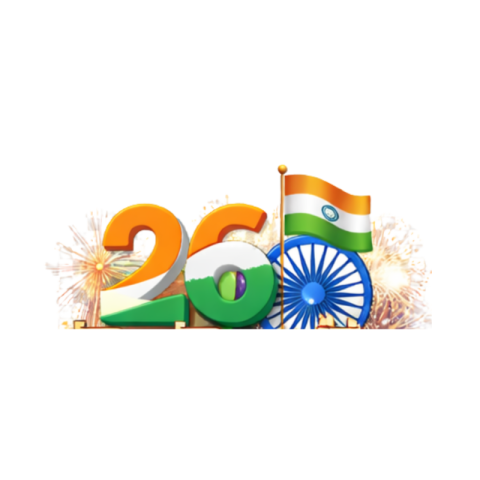 26 January Republic Day Design with Ashoka Chakra and Fireworks Free PNG Image Download | VistaPNG