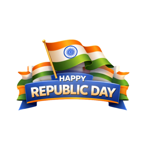 Happy Republic Day Banner with Indian Flag and Ribbon Free PNG Image Download | VistaPNG
