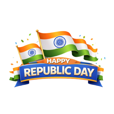 Happy Republic Day Banner with Dual Indian Flags Free PNG Image Download | VistaPNG