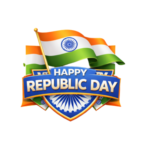 Happy Republic Day Shield Badge with Ashoka Chakra Free PNG Image Download | VistaPNG