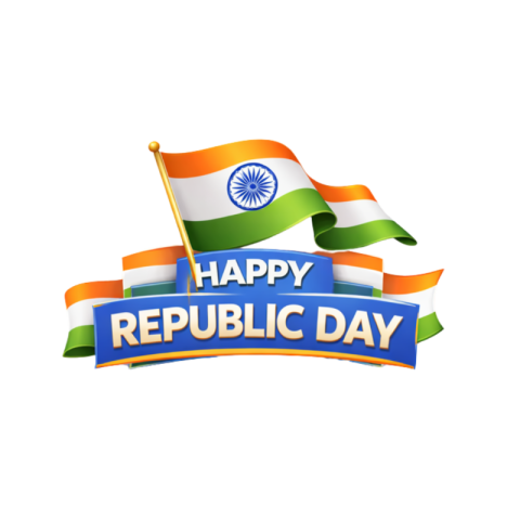 Simple Happy Republic Day Banner with Indian Flag Free PNG Image Download | VistaPNG