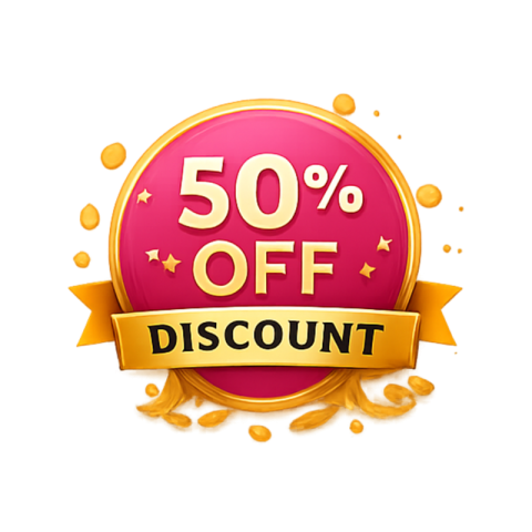 50 Percent Off Discount Badge PNG Free Transparent PNG Download | VistaPNG
