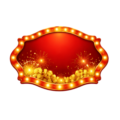 Red Light Frame with Gold Coins and Fireworks Free Transparent PNG Download | VistaPNG