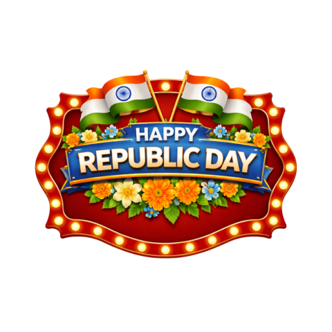 Happy Republic Day Decorative Frame with Indian Flag Free Transparent PNG Download | VistaPNG