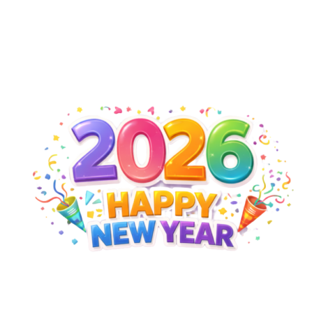 2026 Colorful Happy New Year Confetti Design Free Transparent PNG Download | VistaPNG