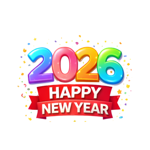 2026 Happy New Year Red Ribbon Banner Free Transparent PNG Download | VistaPNG