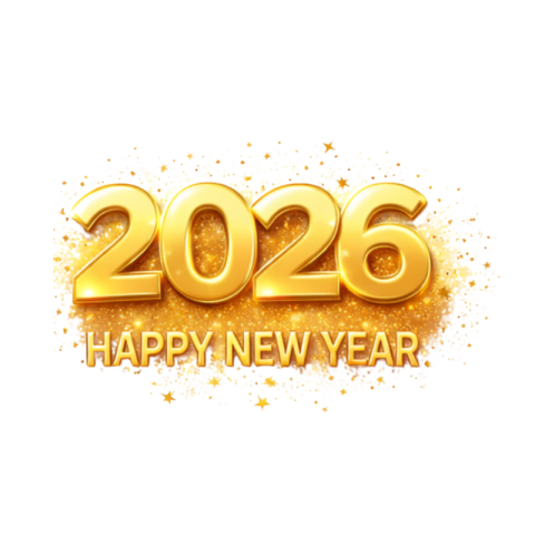 2026 Golden Sparkle Happy New Year Design Free Transparent PNG Download | VistaPNG