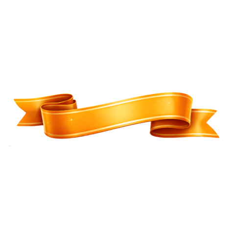 Shiny Golden Orange Ribbon Banner With Glow Effect PNG IMAGE FREE DOWNLOAD