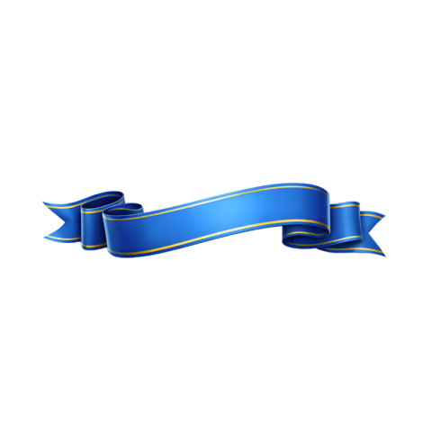 Royal Blue Long Ribbon Banner With Golden Border PNG IMAGE FREE DOWNLOAD