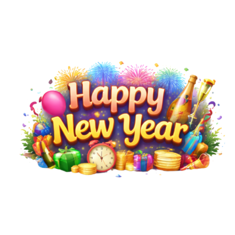 Happy New Year Celebration With Fireworks And Gifts PNG IMAGE FREE DOWNLOAD
