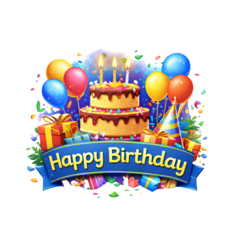 Happy Birthday Cake With Balloons And Gifts PNG IMAGE FREE DOWNLOAD