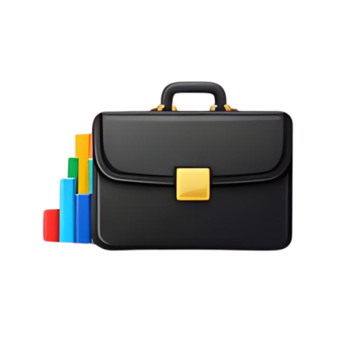 Business Briefcase Icon With Charts PNG IMAGE FREE DOWNLOAD