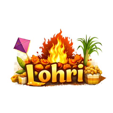 Traditional Lohri Festival Corn and Bonfire Art PNG IMAGE FREE DOWNLOAD