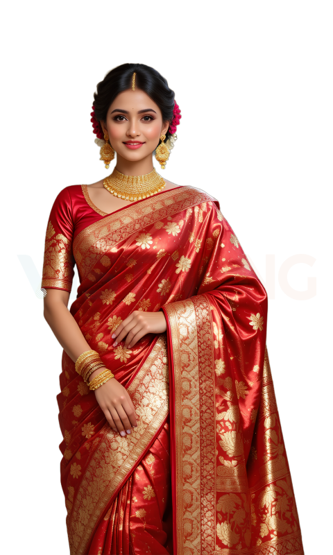 Beautiful Girl Ladies Saree PNG Free Download Red Saree Free PNG Mackup Girl Free PNG