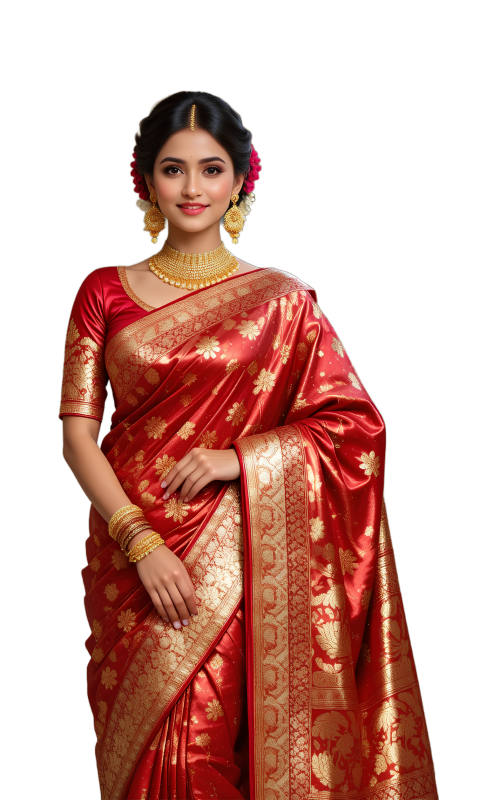 Beautiful Girl Ladies Saree PNG Free Download Red Saree Free PNG Mackup Girl Free PNG