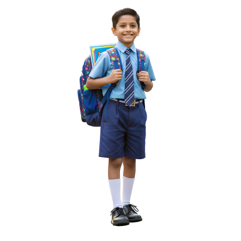 A Teenage Boy With School Uniform Dress Free PNG Download