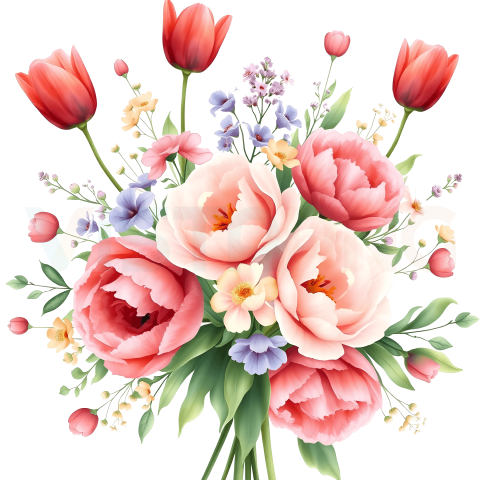 Flower Bouquet Watercolor Flower Free PNG Download