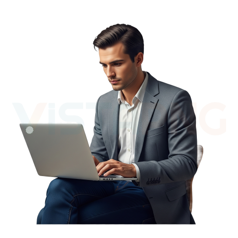 A Professional Young Man Sitting And Working On A Laptop Free PNG Download