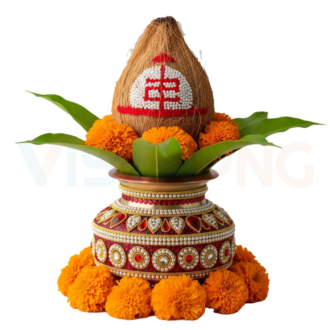 Decorative Golden Puja Kalash Free Transparent PNG Download