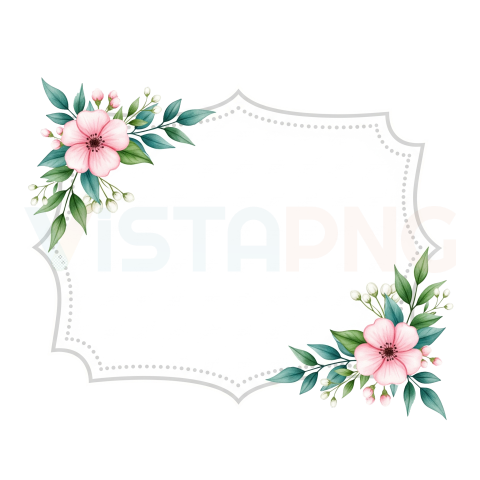 Decorative Rectangular Flower Shape Frame PNG Free Download
